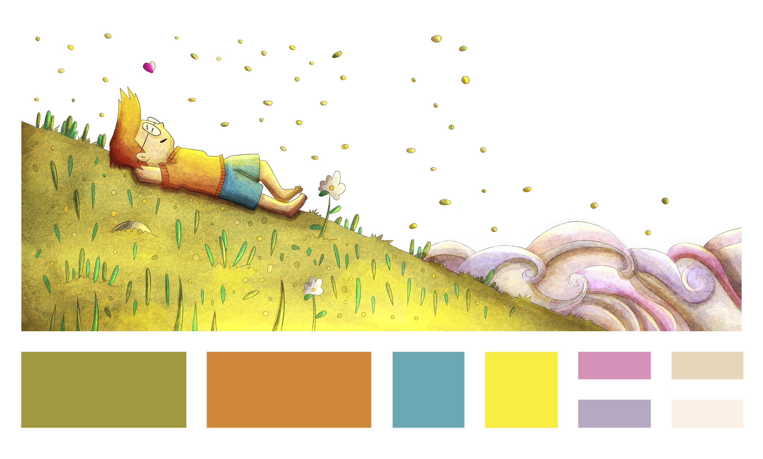 Paleta de Cores - Moodboard - Aplicação-O menino que trazia a felicidade no coração
